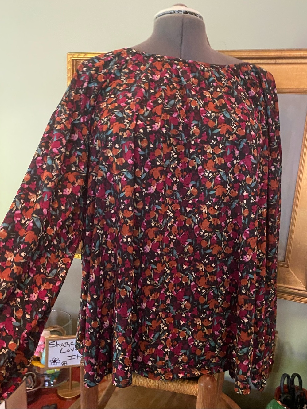Ava & Viv plus size floral print blouse with balloon sleeves 3X